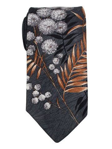 Dion 36072 Boy's Tie - Japanese Floral - Charcoal/Beige