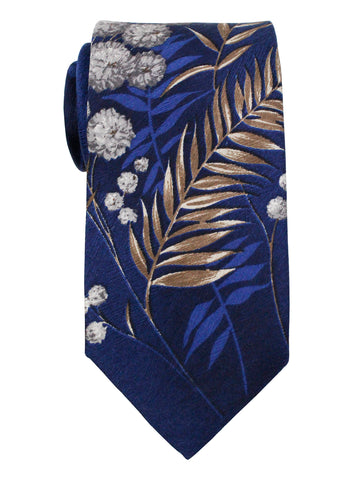 Dion 36074 Boy's Tie - Japanese Floral - Deep Blue/Yellow