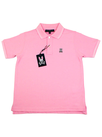Psycho Bunny 36109 Boy's Short Sleeve Polo - Logan - Pure Pink