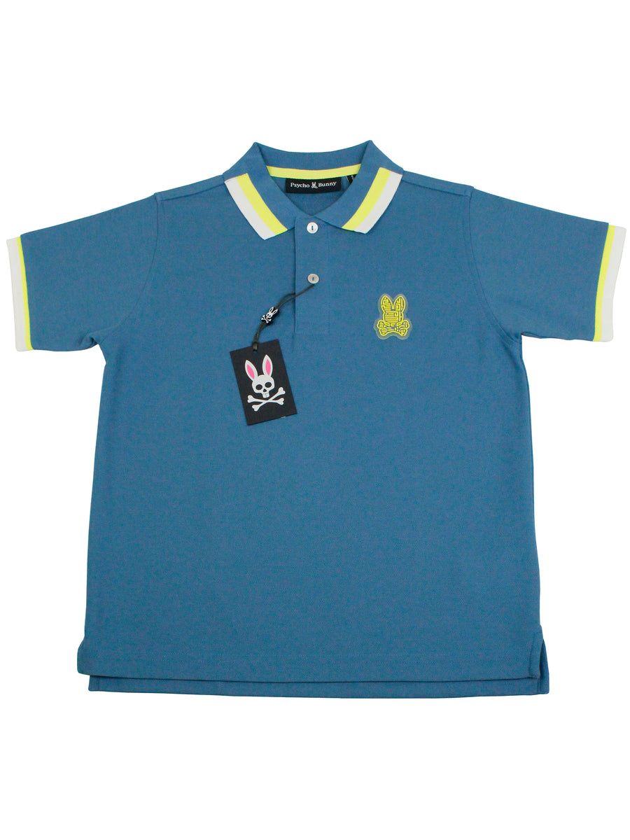 Psycho Bunny 36113 Boy's Short Sleeve Fashion Polo - Pisani Pique - Yale Blue