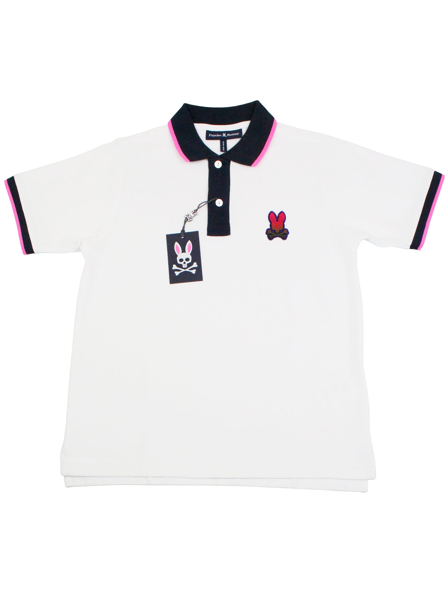 Psycho Bunny 36117 Boy's Short Sleeve Fashion Polo - Strype Pique - White