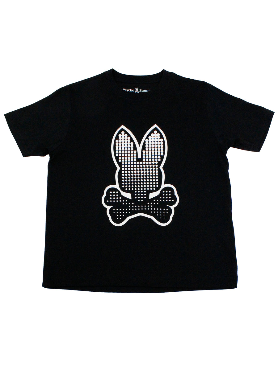 Psycho Bunny 36121 Boy's Short Sleeve Graphic Tee - Strype - Black