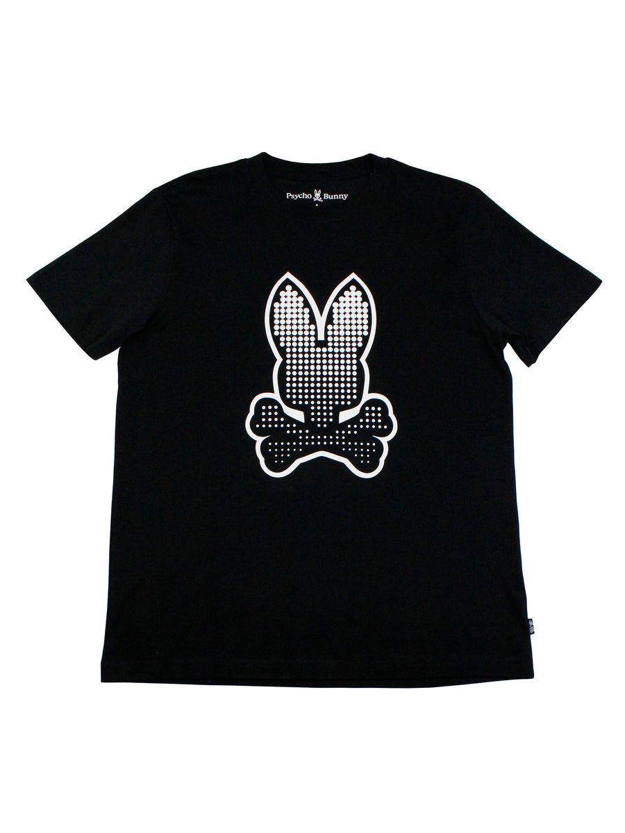 Psycho Bunny 36144 Young Men's Short Sleeve Graphic Tee - Strype - Black