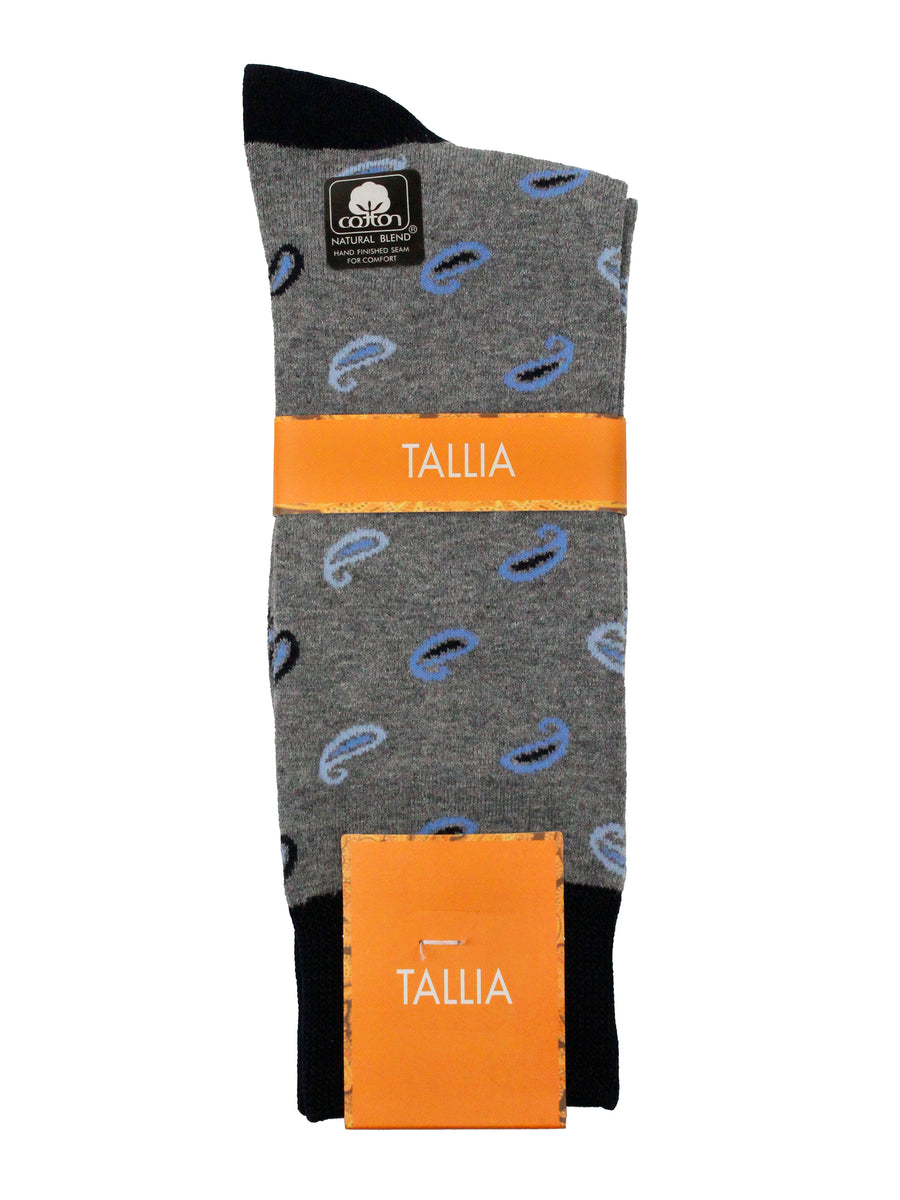Tallia 36241 Men's Socks - Paisley - Grey/Blue