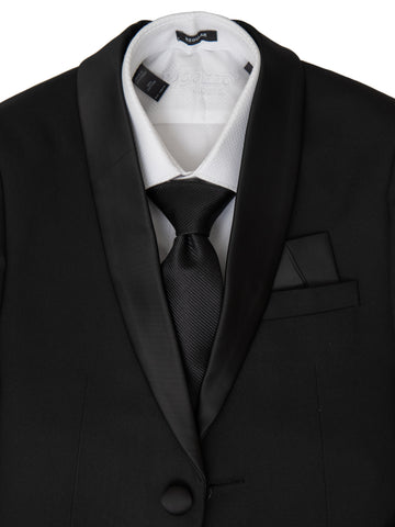 Leo & Zachary 36302 Boy's Skinny Fit Tuxedo - Shawl Collar - Solid - Black