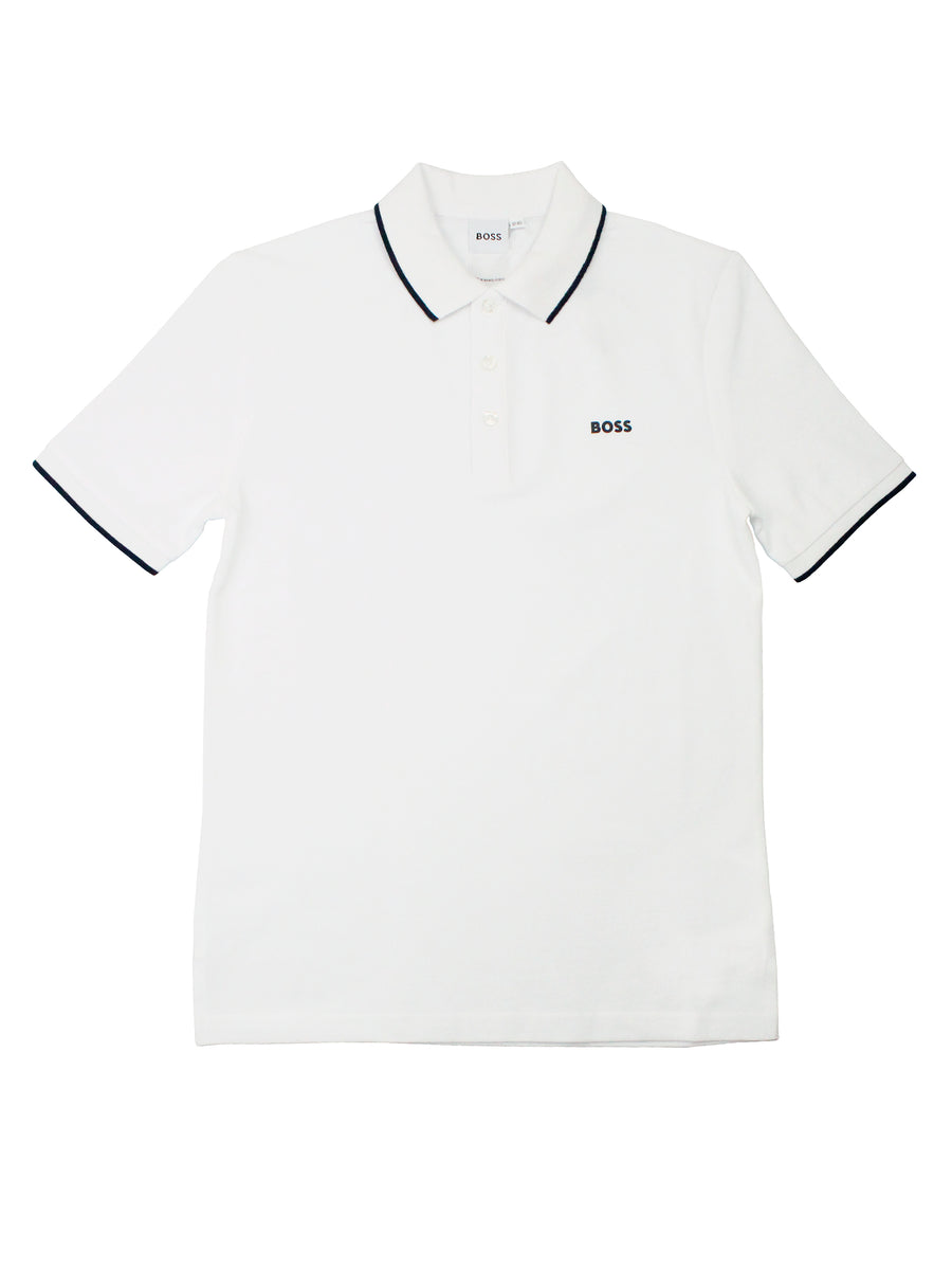 Boss Kidswear 36335 Boy's Short Sleeve Polo - White