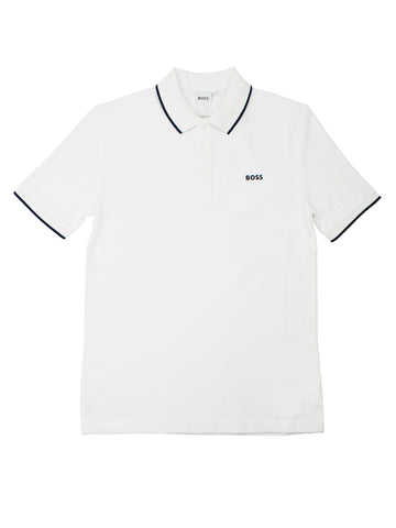 Boss Kidswear 36335 Boy's Short Sleeve Polo - White