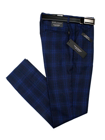 Leo & Zachary 36463P Boy's Suit Separate Pants - Plaid - Black/Blue