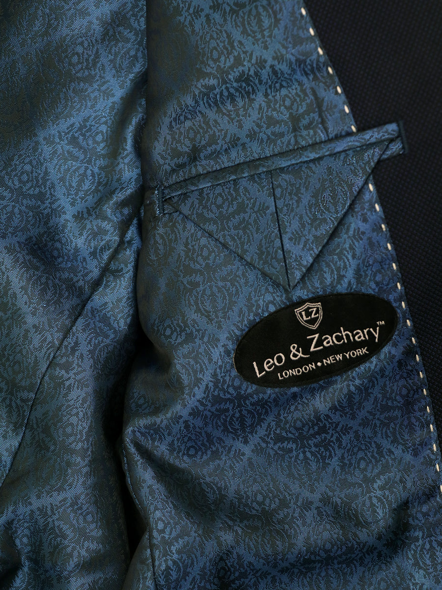 Leo & Zachary 36473 Boy's Skinny Fit Suit Separate Jacket - Birdseye - Blue