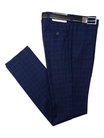 Andrew Marc 36643 Boy's Skinny Fit Suit - Plaid - Blue