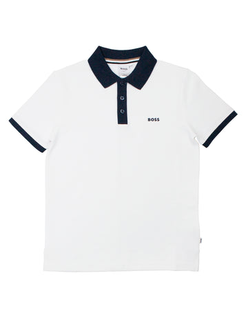 Boss Kidswear 36720 Boy's Short Sleeve Polo - White