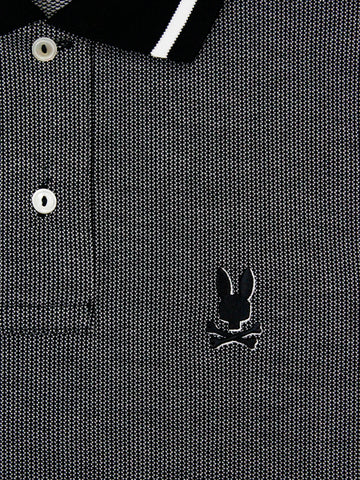 Image of Psycho Bunny 37145 Young Men's Short Sleeve Polo - Warsaw Jacquard Pique - Black