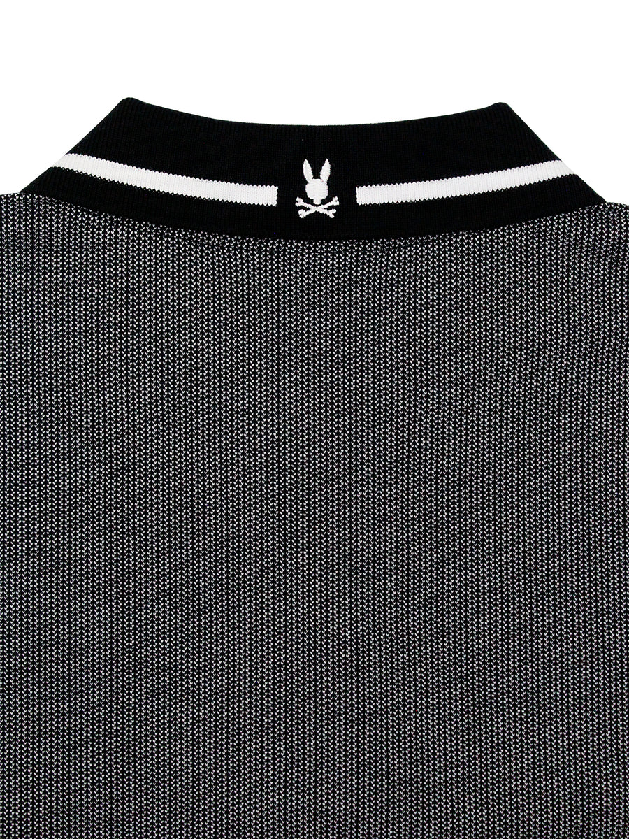 Psycho Bunny 37145 Young Men's Short Sleeve Polo - Warsaw Jacquard Pique - Black