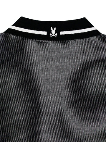 Image of Psycho Bunny 37145 Young Men's Short Sleeve Polo - Warsaw Jacquard Pique - Black