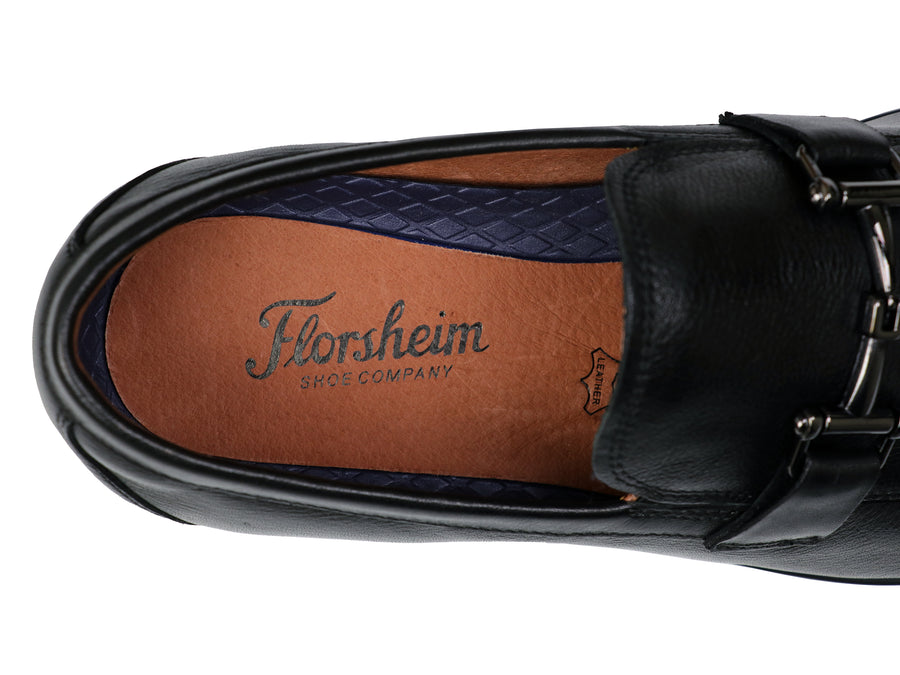 Florsheim 37184 Young Men's Dress Shoe - Zaffiro Moc Toe Bit Loafer - Black