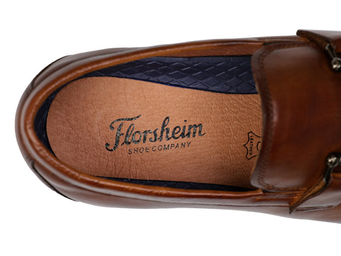 Florsheim 37195 Young Men's Dress Shoe - Zaffiro Moc Toe Bit Loafer - Cognac