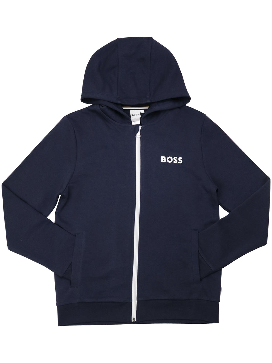 Boss 37222 Boy's Long Sleeve Zip-Up Hoodie - Solid - Navy