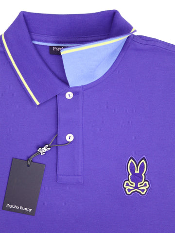 Psycho Bunny 37353 Young Men's Short Sleeve Polo - Lenox Pique - Royal Blue