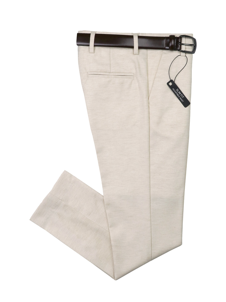 Leo & Zachary 37364P Boy's Suit Separate Pant - Mini Herringbone - Havana Linen