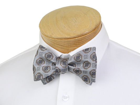 ScottyZ 37592 Young Men's Bow Tie - Medallion - Silver/Mocha/Blue