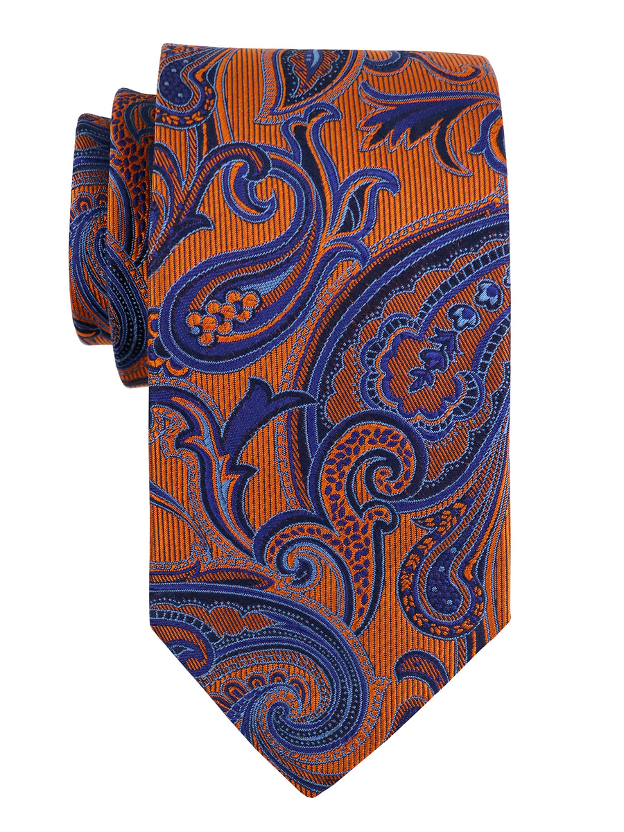 Dion 37665 Boy's Tie - Paisley - Orange/Blue