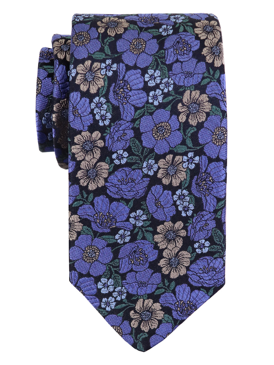 Dion 37671 Boy's Tie - Floral - Navy/Taupe/Green