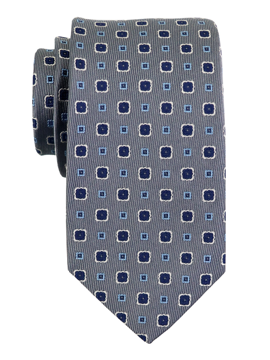 Dion 37683 Boy's Tie - Floral Medallion - Grey/Navy