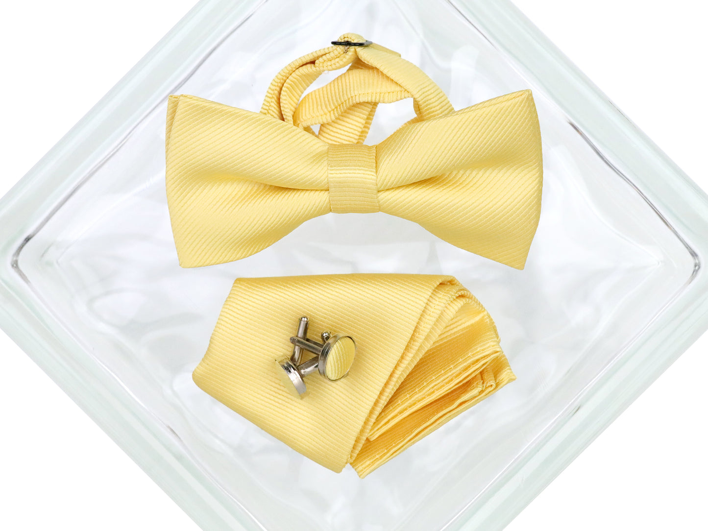 Heritage House 38082 Young Men's Bow Tie Set - Diagonal Tonal - Yellow