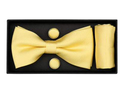 Heritage House 38082 Young Men's Bow Tie Set - Diagonal Tonal - Yellow