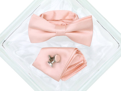 Heritage House 38084 Young Men's Bow Tie Set - Diagonal Tonal - Light Pink