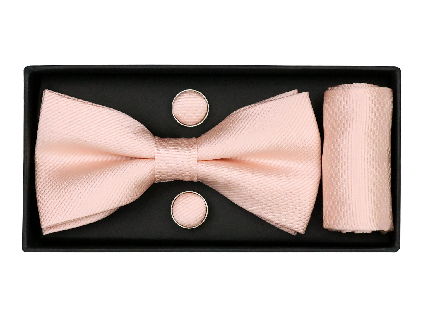 Heritage House 38084 Young Men's Bow Tie Set - Diagonal Tonal - Light Pink
