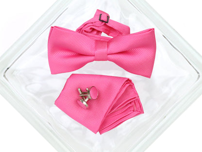 Heritage House 38085 Young Men's Bow Tie Set - Diagonal Tonal - Hot Pink