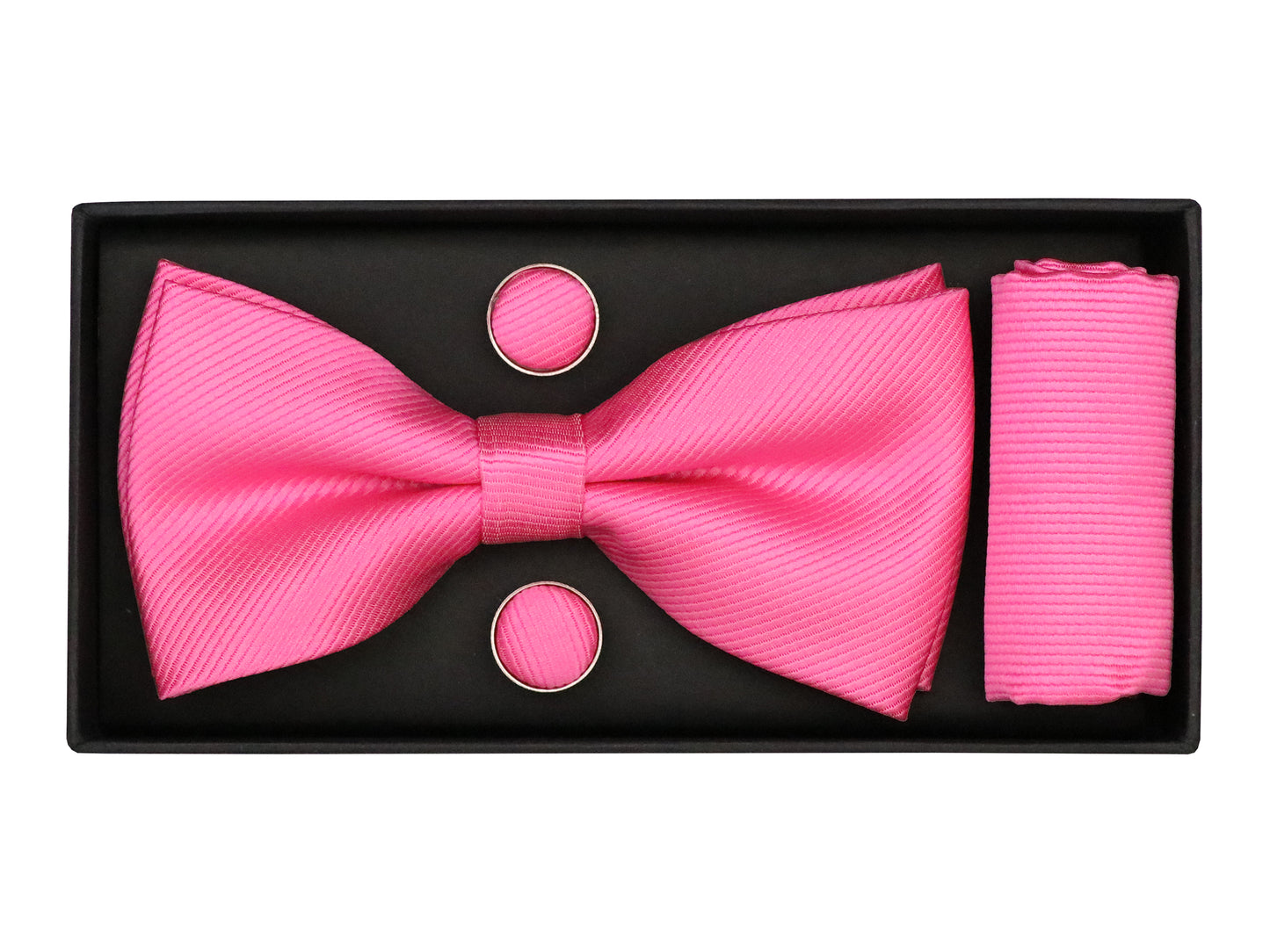 Heritage House 38085 Young Men's Bow Tie Set - Diagonal Tonal - Hot Pink