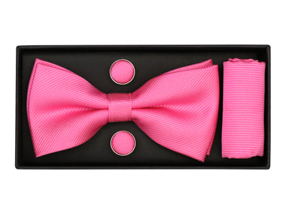 Heritage House 38085 Young Men's Bow Tie Set - Diagonal Tonal - Hot Pink
