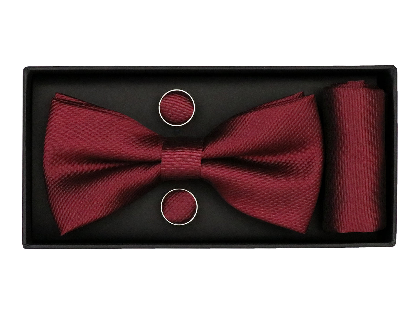 Heritage House 38090 Young Men's Bow Tie Set - Diagonal Tonal - Burgundy