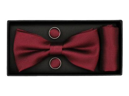 Heritage House 38090 Young Men's Bow Tie Set - Diagonal Tonal - Burgundy
