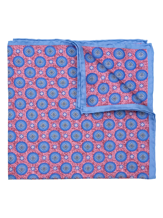 Heritage House 38260 Pocket Square - Medallion - Pink/Powder