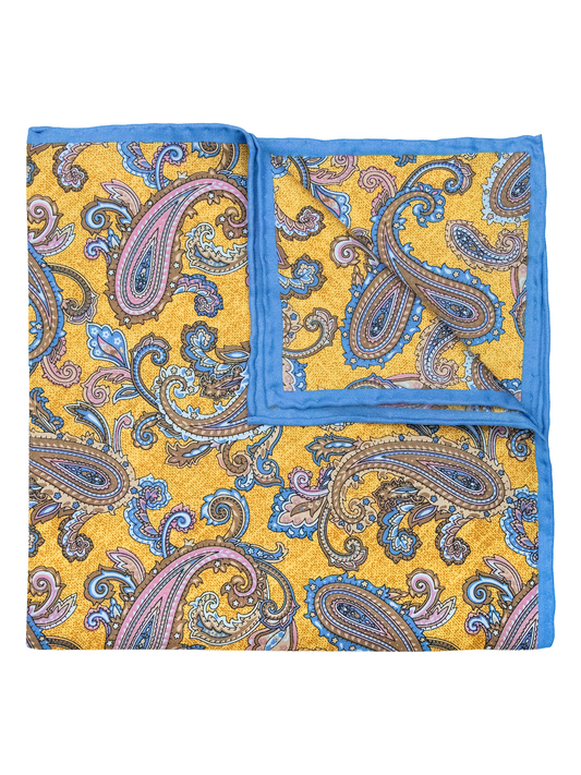 Heritage House 38262 Pocket Square - Paisley - Gold/Blue