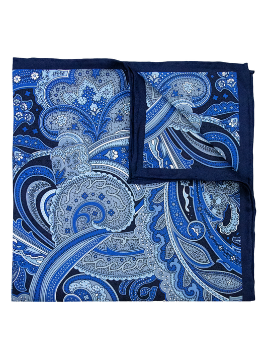 Heritage House 38265 Pocket Square - Paisley - Navy/Powder
