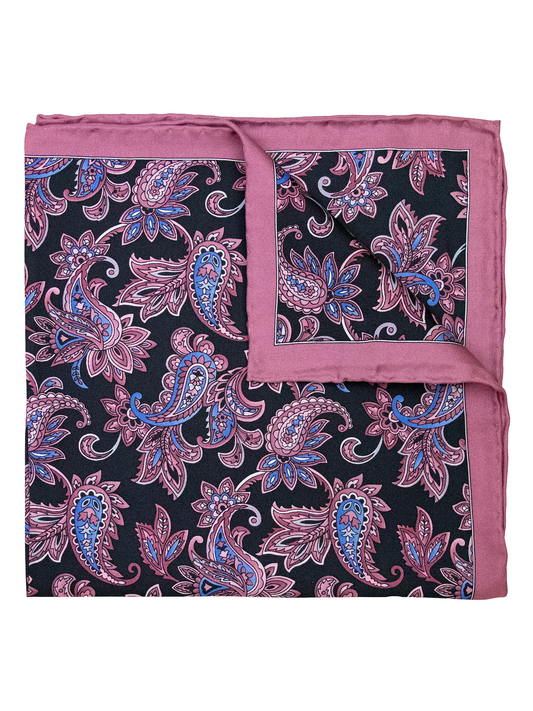 Heritage House 38267 Pocket Square - Paisley - Black/Pink