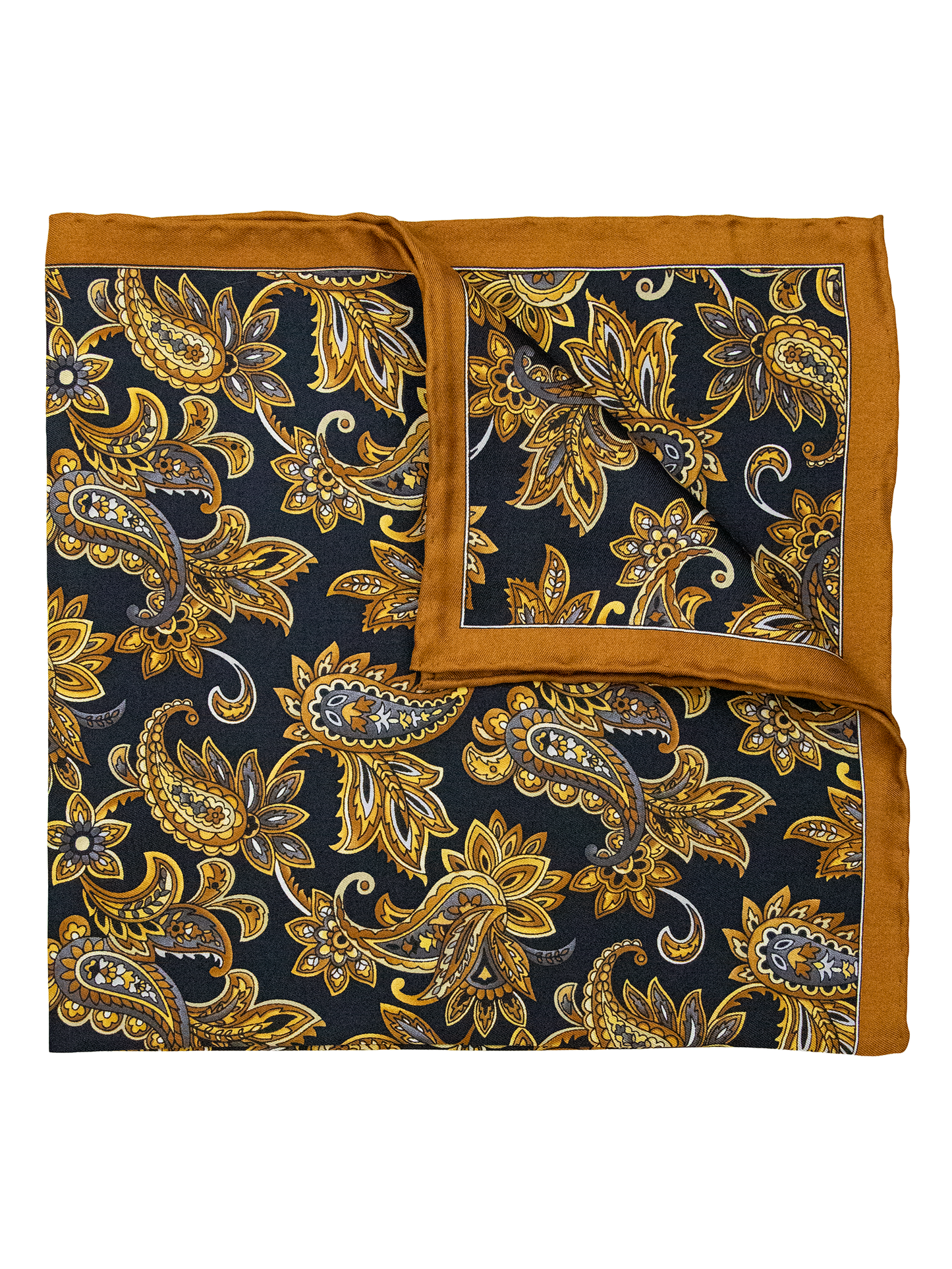 Heritage House 38268 Pocket Square - Paisley - Black/Gold