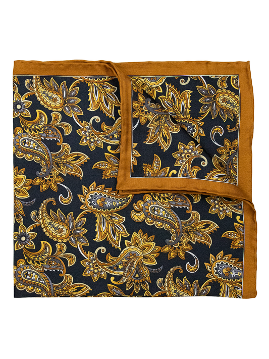 Heritage House 38268 Pocket Square - Paisley - Black/Gold
