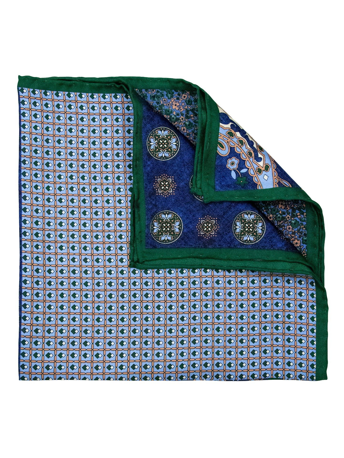 Heritage House 38271 Pocket Square - 4-in-1 - Green/Powder/Navy