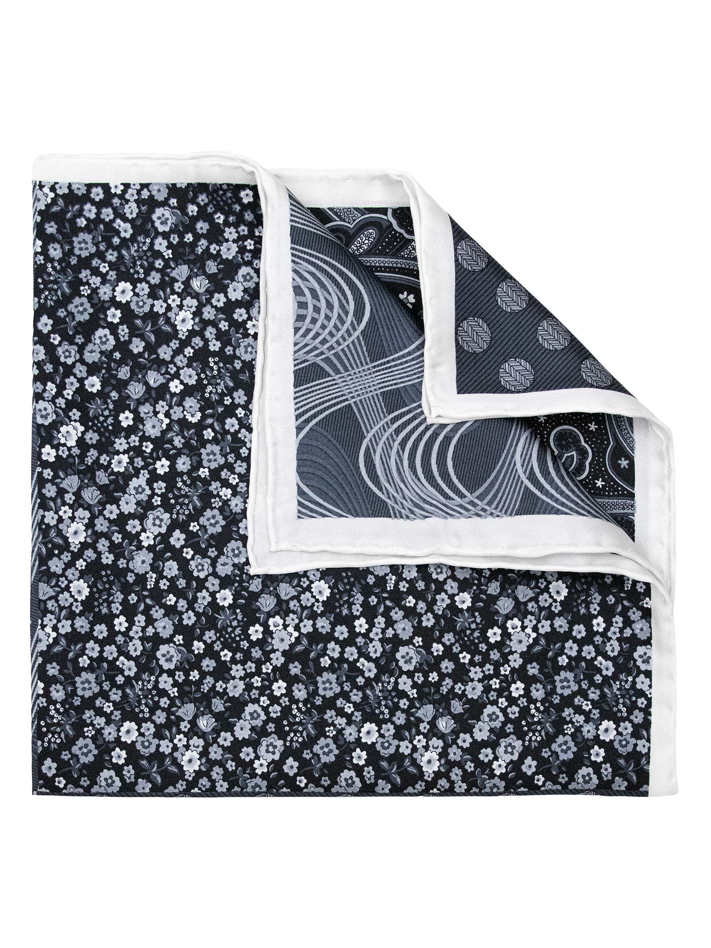Heritage House 38273 Pocket Square - Neat - Black/Silver/White