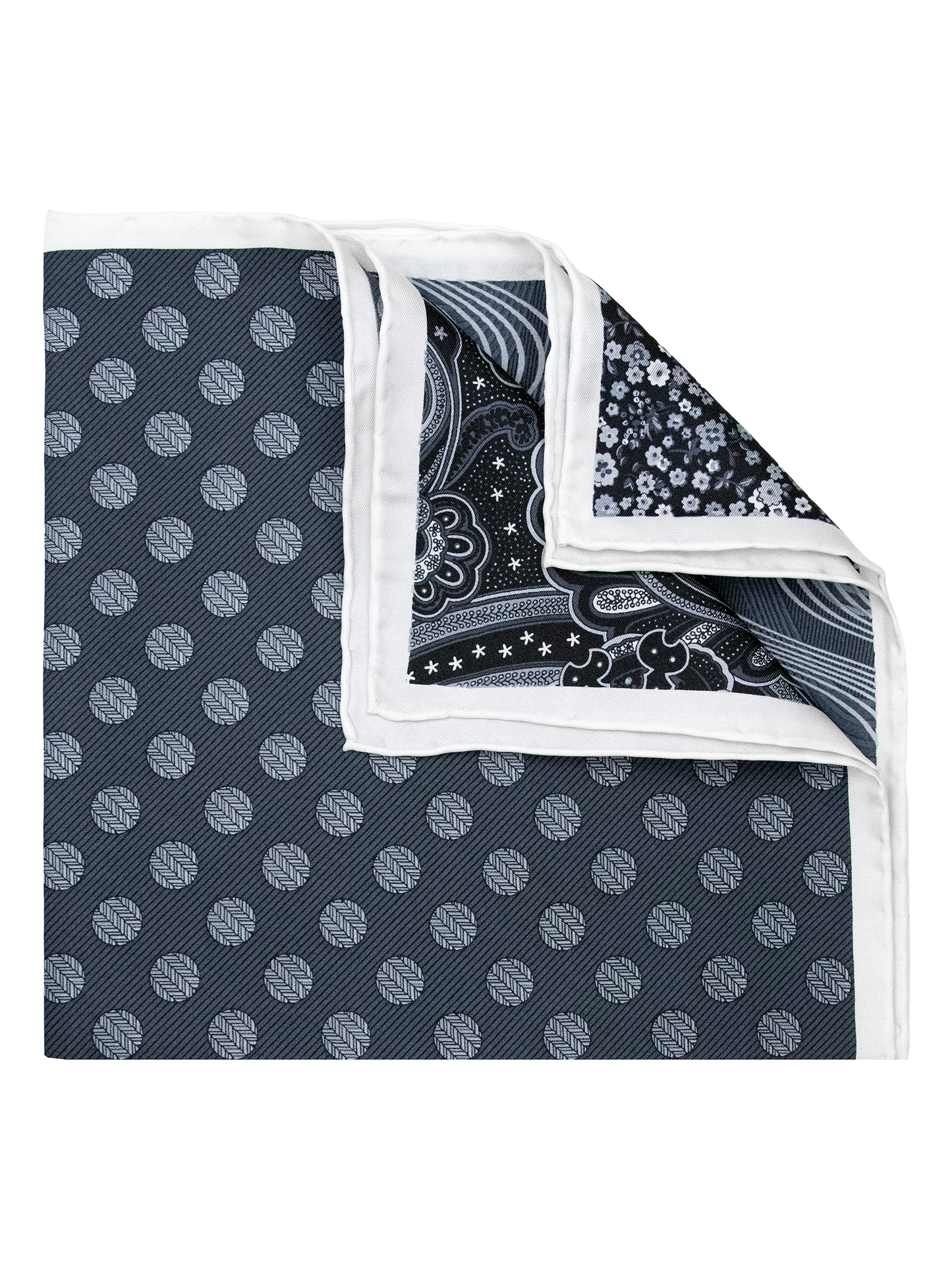 Heritage House 38273 Pocket Square - Neat - Black/Silver/White