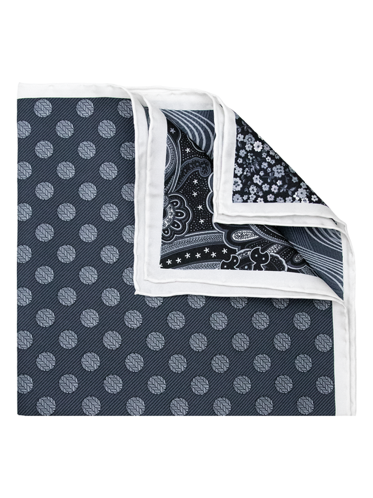 Heritage House 38273 Pocket Square - Neat - Black/Silver/White