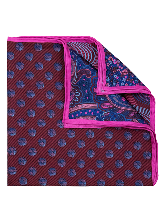 Heritage House 38274 Pocket Square - Neat - Burgundy/Fuchsia/Navy