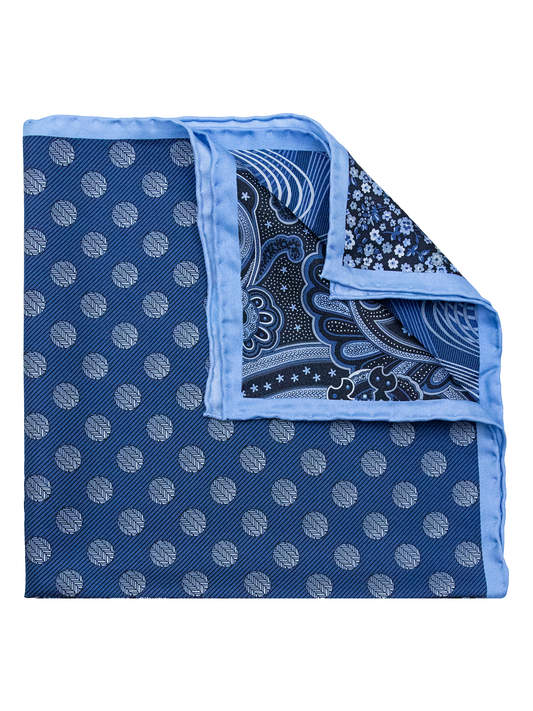 Heritage House 38276 Pocket Square - Neat - Navy/Powder