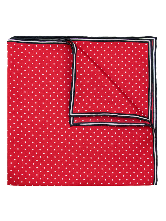 Heritage House 38284 Pocket Square - Polka Dot - Fire Red/Black/White