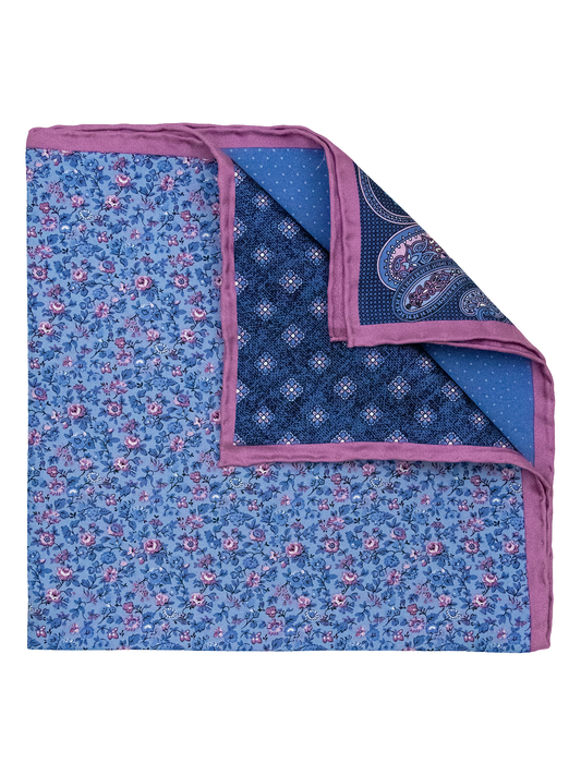 Heritage House 38285 Pocket Square - Neat - Navy/Pink/Powder